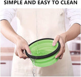 4-Piece Food Storage Container Set - Lunch Box - Collapsible Food Container - Round Silicone Lunch Box - For Camping Kitchens - BPA-Free - Green