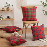 Decorative Pillowcases - Tartan Cushion Covers - 45 x 45 cm (18 x 18 inches) - Set of 2 - Invisible Zipper - Perfect for Sofa, Bedroom, Living Room, Christmas, Holiday Decorations