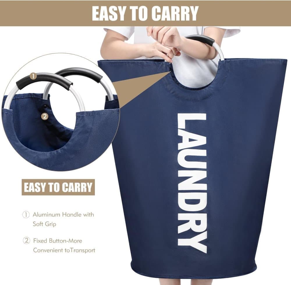 90L Foldable Laundry Basket, Waterproof, with Handles, 38x38x79 cm, Gray