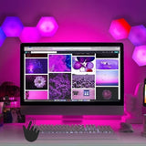 6 RGB Hexagon LED Wall Lamps with App Control, 16.5x14.5cm