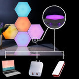 6 RGB Hexagon LED Wall Lamps with App Control, 16.5x14.5cm