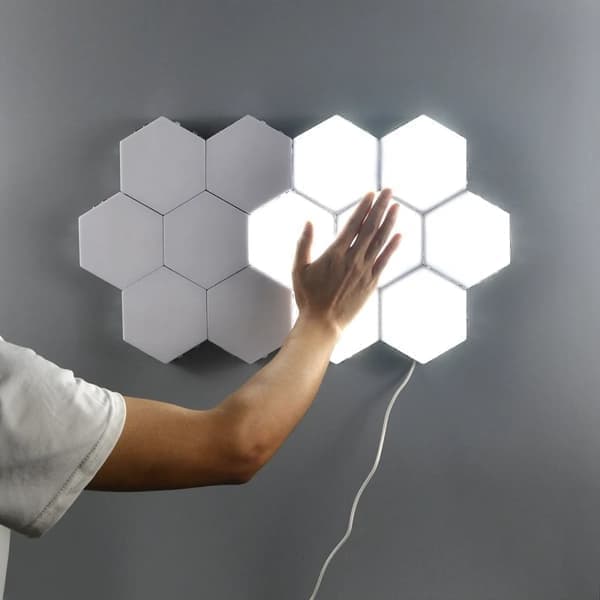6 RGB Hexagon LED Wall Lamps with App Control, 16.5x14.5cm