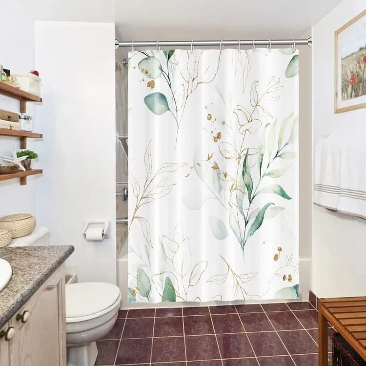 Waterproof Shower Curtain Green Mildew Resistant, 180x180 cm