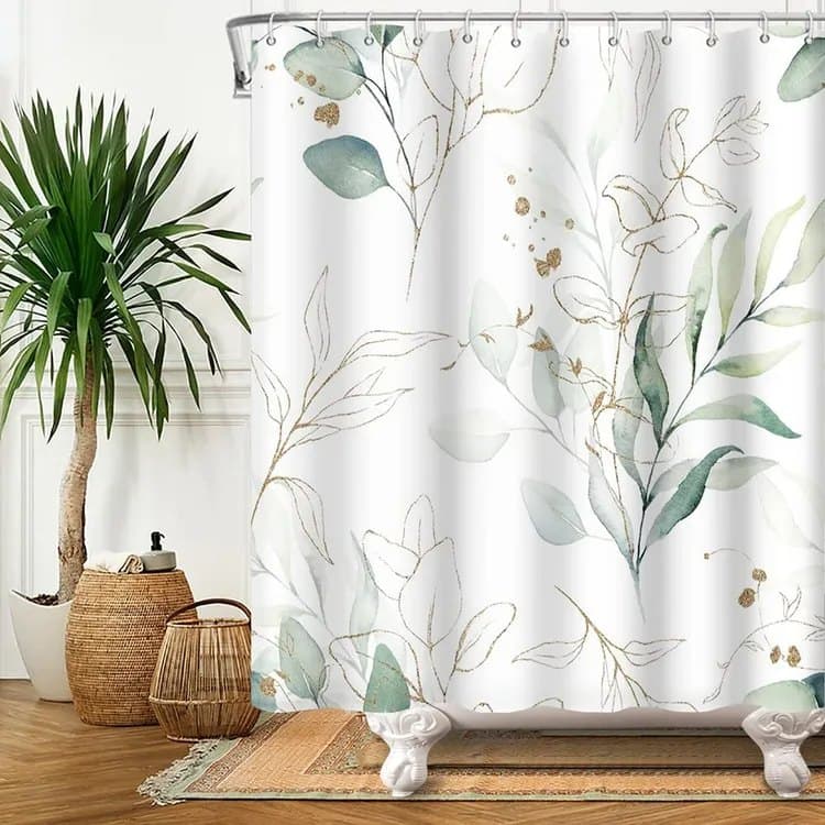 Waterproof Shower Curtain Green Mildew Resistant, 180x180 cm