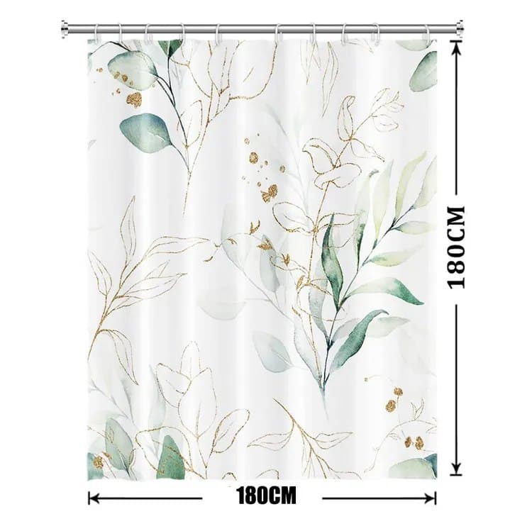 Waterproof Shower Curtain Green Mildew Resistant, 180x180 cm