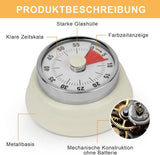 60 Minute Mechanical Kitchen Timer with Magnet, Stainless Steel Yellow, 3.6 x 7.3cm