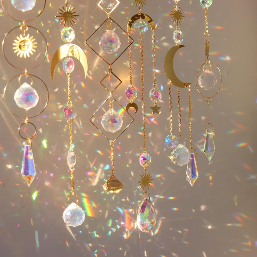 6 inches rainbow refractive prism suncatcher crystal decoration, 15 cm