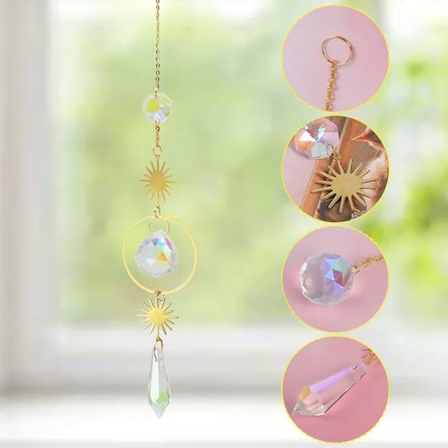 6 inches rainbow refractive prism suncatcher crystal decoration, 15 cm