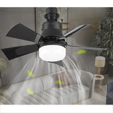 52 Inch Ceiling Fan with Remote Control, 3 Speeds, LED E27, 3 Light Colors, Black