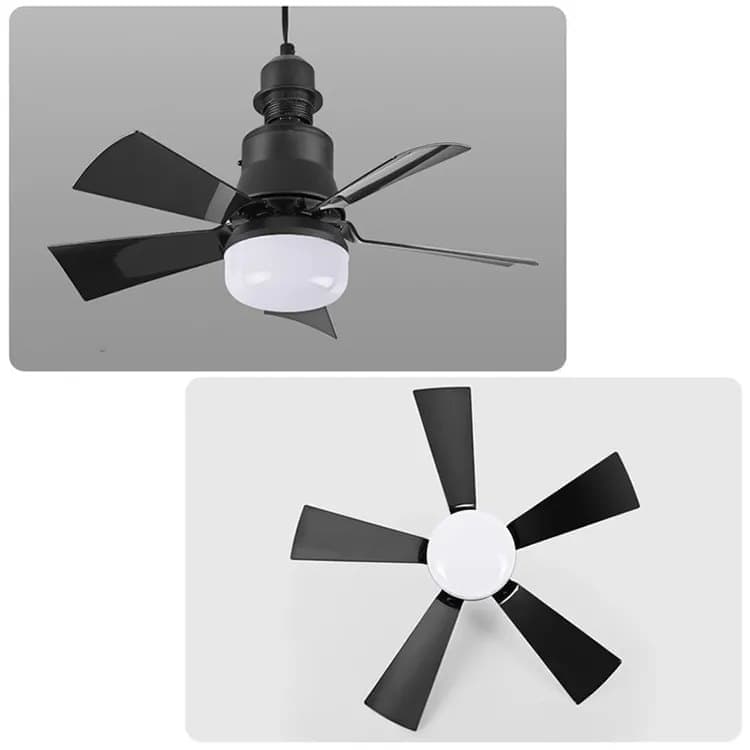 52 Inch Ceiling Fan with Remote Control, 3 Speeds, LED E27, 3 Light Colors, Black