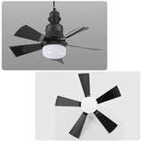 52 Inch Ceiling Fan with Remote Control, 3 Speeds, LED E27, 3 Light Colors, Black