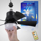 52 Inch Ceiling Fan with Remote Control, 3 Speeds, LED E27, 3 Light Colors, Black
