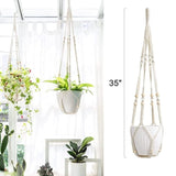 3 pcs Bohemian Plant Hanger for Indoor Plants with Braided Rope Beads and Lace Decoration, 35 Inch, White