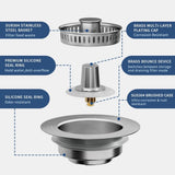 3-in-1 Stainless Steel Sink Strainer with Removable Basket, Easy to Clean Kitchen Strainer