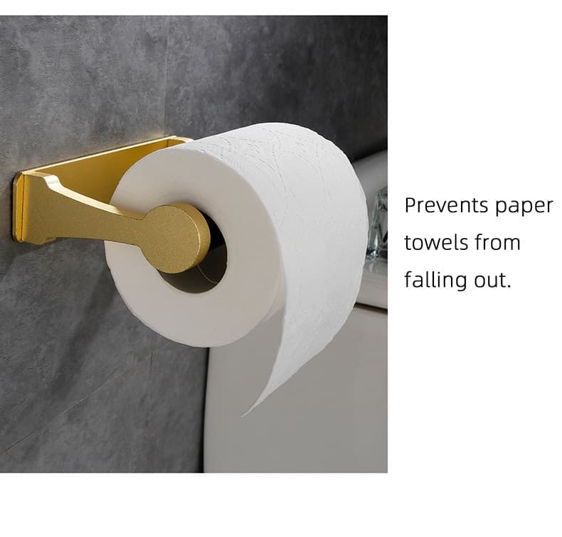 Aluminum Self-Adhesive Paper Towel Holder for Kitchen and Bathroom, 16x9.8cm, No Drilling Required, Gold