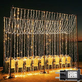 600 LED Waterproof Curtain Fairy Lights 8 Modes Warm White, 6 x 3 m