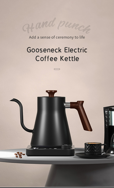 Gooseneck Electric Kettle - 0.9L - With Temperature Control - Stainless Steel 304 - Ultra-Silent - Black