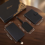 Brown Travel Gift Set, Passport Cover + Notebook + Luggage Tag, Premium Gift Box, Ideal Father's Day & Christmas Present for Men