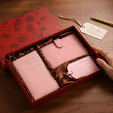 Pink Travel Gift Set, Passport Holder + Journal + Luggage Tag, Luxury Gift Box, Romantic Valentine's Day & Christmas Gift for Her