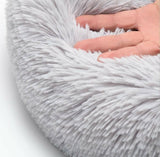 Cat baskets - Washable cat bed 20/24 inch - Dog baskets for small and medium-sized dogs - Anti-anxiety round, soft, plush faux fur dog basket - Thick bottom (light gray, medium)