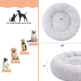 Cat baskets - Washable cat bed 20/24 inch - Dog baskets for small and medium-sized dogs - Anti-anxiety round, soft, plush faux fur dog basket - Thick bottom (light gray, medium)