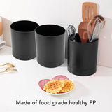 Kitchen utensil holder, large countertop kitchen utensil holder, 360-degree rotating simple chopsticks basket, kitchen cutlery holder with compartment design for home (black)