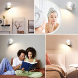 Wireless Rechargeable LED Wall Lamp Indoor White - 3 Colors/3 Brightness Levels - 360° Rotatable
