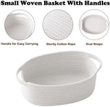 Gift basket with gift bag and ribbons - Small woven rope storage shelf - Empty gift baskets - Decorative storage box for birthday party for cat, dog, pet with handles (white)