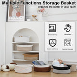 Gift basket with gift bag and ribbons - Small woven rope storage shelf - Empty gift baskets - Decorative storage box for birthday party for cat, dog, pet with handles (white)