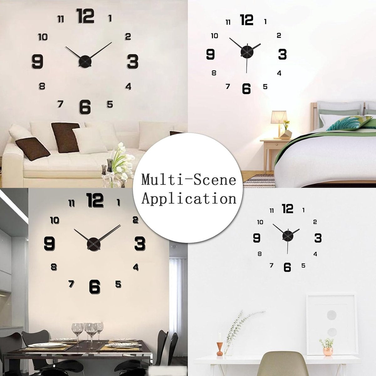 Frameless Wall Clock - Modern 3D DIY - Large Display for Clear Reading - Easy to Stick - Modern Living Room Decor