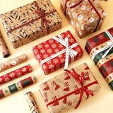 5 Roll Christmas Wrapping Paper - Christmas Wrapping Paper Rolls - Christmas Paper Wrapping Paper For Christmas - 17 inch x 50 Feet Mini Kraft Sheet Set - Christmas Gift Wrapping Paper Small, Merry Christmas Gifts Decoration