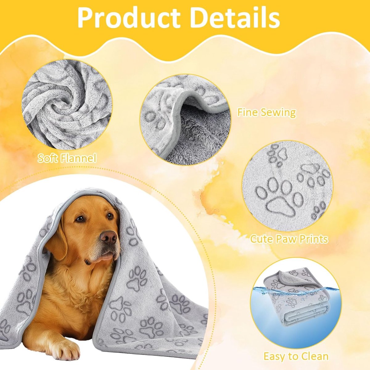 76x104cm Dog blankets for medium-sized dogs, cats, Premium soft dog blankets for small dogs, washable, Puppy blanket, Dog supplies for puppies (grey)