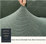 Waterproof cushion cover 45x45 - set of 2 cushion covers - Grass green jacquard leaf pattern