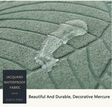 Waterproof cushion cover 45x45 - Set of 2 cushion covers - Bright green jacquard leaf pattern