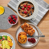 Set of 4 heat-resistant insulation mats - heat-resistant cotton mat - round placemat (20 cm) - suitable for kitchen bowls, pots, pans, and plates (4 colors)
