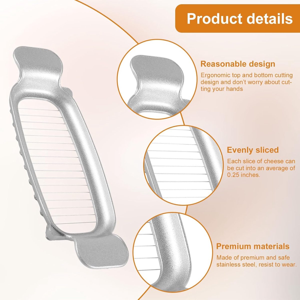 Butter and cheese slicer - 304 stainless steel, multifunctional kitchen tool for cutting butter - Cheese and fruit