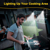 BBQ lamp - Magnetic base - Super bright LED BBQ lamp - 360° rotatable neck, waterproof and heat-resistant - Suitable for camping and car repairs - 2 pcs