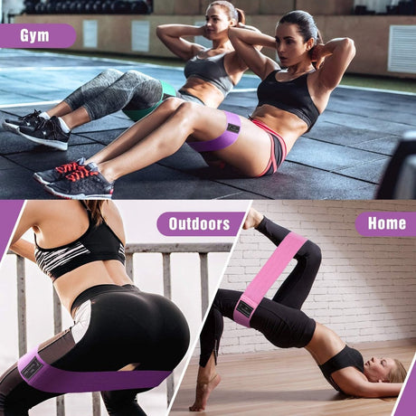 Resistance Bands - Resistance Band - Fitness Elastics - Non-slip, secure fit - Sturdy latex-free fabric - Full Body Workout - For women, home and gym training