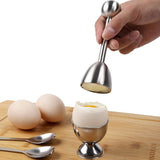 Egg Opener - Egg Separator - Eggshell Opener - Soft and Hard-Boiled Egg Separator - Includes 2 Egg Spoons, 2 Egg Cups and 1 Egg Opener - Top Slicer, Stainless Steel - Breakfast Kitchen Utensils