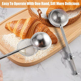 Flour Sieve - 304 Stainless Steel Fine Kitchen Sieve - Long-handled kitchen sieve - Handy Dusting Tool with Fine Mesh - Ideal for Powdered Sugar and Spices