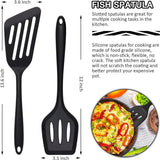 Spatula Set of 3 - Silicone Spatula - BPA Free - Spatulas - Heat Resistant - Non-stick - Anti-Slip - Hangable - Dishwasher Safe - Kitchen Utensils - Scraper - Whisk - Baking Spatula - Spatula - Black - Value Set