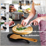 2 Pieces Matte Black Spoon Holder - Kitchen Home Spoon Holder - Silicone Spoon Holder - for kitchen, home, dining room, cutlery storage - Dishwasher safe (Black - 20 cm)