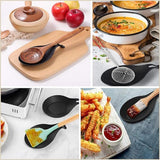 2 Pieces Matte Black Spoon Holder - Kitchen Home Spoon Holder - Silicone Spoon Holder - for kitchen, home, dining room, cutlery storage - Dishwasher safe (Black - 20 cm)