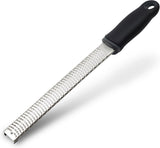 Grater - Professional zester - Fast and efficient Lemon grater - Multifunctional Long hand grater - Cheese grater - Ginger grater - Garlic grater - Narrow long grater - Kitchen grater - ergonomic soft handle - High-quality stainless steel - Black