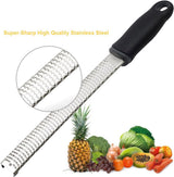 Grater - Professional zester - Fast and efficient Lemon grater - Multifunctional Long hand grater - Cheese grater - Ginger grater - Garlic grater - Narrow long grater - Kitchen grater - ergonomic soft handle - High-quality stainless steel - Black