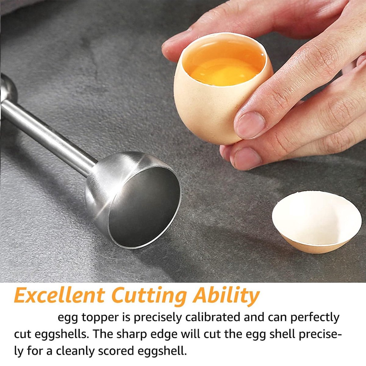 Eggshell Cutter - Stainless Steel - Egg Cutters - Eggshell Opener - Egg Decapitator - Egg Topper - Egg Unchopper - Egg Slicer - Kitchen Utensils - Silver - 1 Piece - Dishwasher Safe