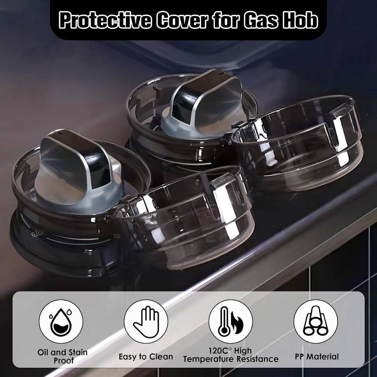 Gas Stove Knob Protective Cover - 8 Pieces - Universal - Plastic Knob Cover - Suitable for Gas Stove, Gas/Electric Stove, Electric Oven, Induction Stove, Gas BBQ, Hob - Kitchen Utensils - Black - Child Safety