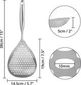 Skimmer - Stainless Steel - Deep-frying Spoon - Deep-frying Scoop - Food Sieve - Skimmer Spoon - Colander Spoon - Non-Stick - Hanging Handle - Dishwasher Safe - Draining Potatoes/Vegetables/Pasta - Sieve - Colander - Cooking Supplies - Kitchen Tools