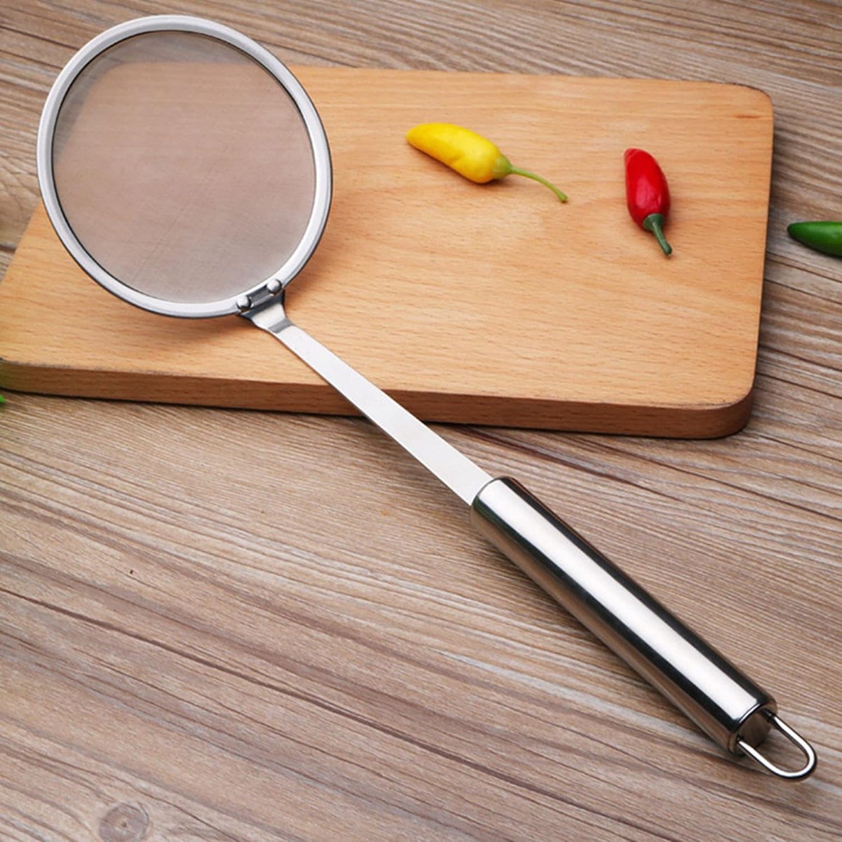 Skimmer - 2 Pieces - Deep-frying Spoon - Deep-frying Scoop - Food Sieve - Skimmer Spoon - Colander Spoon - Draining Potatoes/Vegetables/Pasta - Cooking Supplies - Kitchen Tools - Skimmer Spoon - Sieve - Colander - Hanging - With Handle - ø10 cm - Stainles