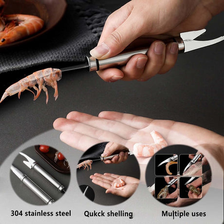 3 Pieces - 5-In-1 Multifunctional Shrimp Knife - Shrimp Peeler - 304 Stainless Steel Shrimp Peeler - Multifunctional - Shrimp Line Knife - Knife for Peeling, Scaling, and Cleaning Seafood and Shrimp, Kitchen Cleaning Tool